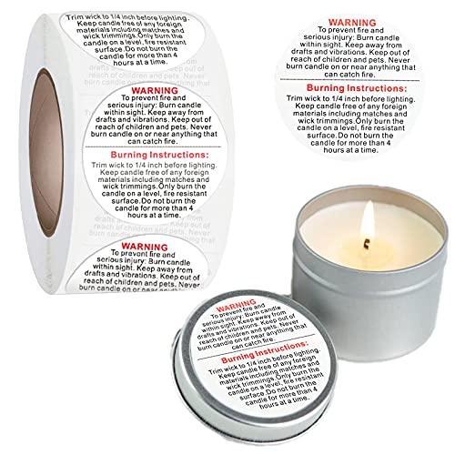 720 Pieces Candle Warning Labels 2 inch Candle Jar Container Stickers Candle Safety Stickers Decal for Candle Making DIY Candle Jars and Tins