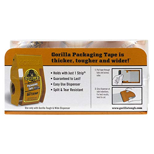 Gorilla Packing Tape Tough & Wide Refill for Moving, Shipping and Storage, 2.83" x 30 yd, 2 Rolls (Pack of 1)