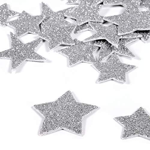 6 Pack Foam Glitter Letter Stickers Silver Foam Stars 3D DIY Stickers Cute Photo Easy Peel-Off Stickers for DIY Arts and Crafts,Daily Planner,Scrapbooks(Silver Star)