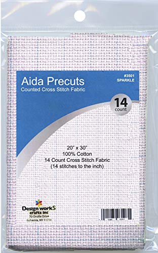 Design Works Crafts 14 Counted Cross Stitch-Sparkle/White Pre-Cut Aida Fabric