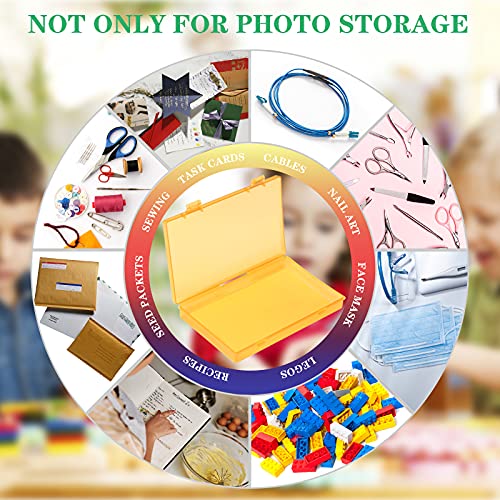 Photo Storage Box 4x6, 18 Inner Photo Case Large Photo Organizer Acid-Free Photo Box Storage Photo Keeper Photo Storage Case, Plastic Craft Storage Box for Photo Stickers Stamps Seeds (9 Colors)