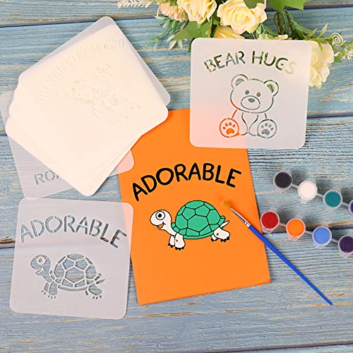 30 Pack Baby Shower Stencils Cute Onesie Stencil Mixed Animals Pattern Painting Stencils Templates Reusable for Painting Bodysuit Bags Shirts