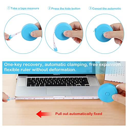 12 Pack Soft Retractable Measuring Tape Double-Scale 60-Inch/150cm for Body Measuring 12 Metric Tape Measure Sewing Craft Cloth Tape Measure Tailor Cloth Knitting Home Craft Measurements- 12 Colors