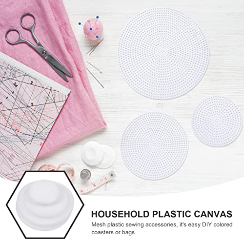 EXCEART 30pcs Plastic Mesh Canvas Sheets Circle Round Needlepoint Embroidery Canvas DIY Cross Stitch Bottom Mat for DIY Crafts Embroidery Knit and Crochet Project