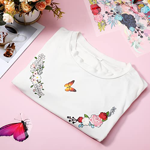Flower Iron on Heat Transfer Patches and Butterfly Stickers Iron on, Iron on Decals Clothing Appliques for Clothes Jacket Shirts Dress Backpacks (49 Pcs)