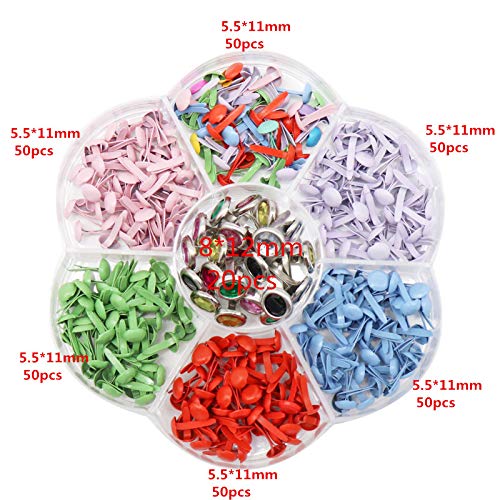 1Box(320pcs) Colorful Brad Round Metal Paper Brass Paper Fasteners Pastel Brads for DIY Crafts Scrapbooking Supplies School Project Decorative