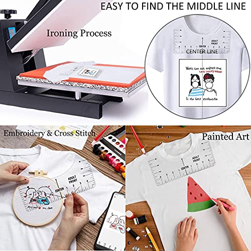 BIHRTC 8PCS T-Shirt Alignment Ruler Guide Tool to Center Designs PVC T Shirt Ruler Tshirt Ruler for Vinyl Placement Sublimation Heat Press 3pcs Sewing Fabric Pencil 1PC 60Inch Measure Tape