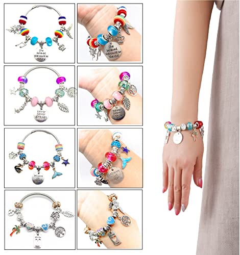 Klmars Charm Bracelet Making Kit,Jewelry Making Supplies Beads,Unicorn/Mermaid Crafts Gifts Set for Girls Teens Age 8-12