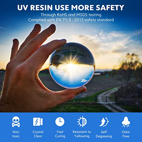 UV Resin Crystal Clear Hard Type- Wayin Upgraded 200g Ultraviolet Epoxy Resin Non-Toxic for Jewelry Making Craft Decoration, Hard Transparent Glue Solar Cure Sunlight Activated Resin Casting & Coating