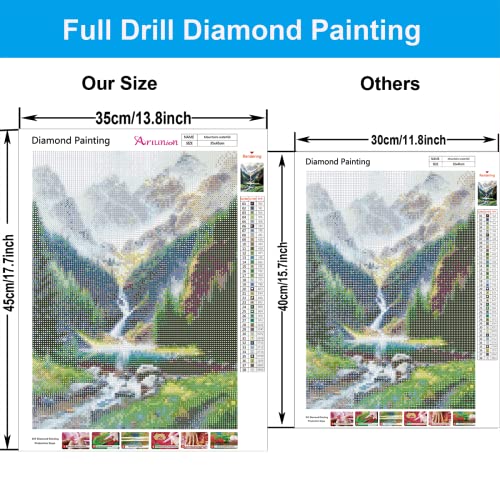 Artunion Diamond Painting Kits for Adults,14X18 Inch Mountain Waterfall Nature Landscape Full Round Drill Diamond Art Dotz Kits for Home Wall Decor