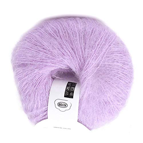 Wool Yarn for Knitting Soft Mohair Knit Long Wool Yarn DIY Scarf Crochet Thread Supplies (with a Crochet)(Violet)