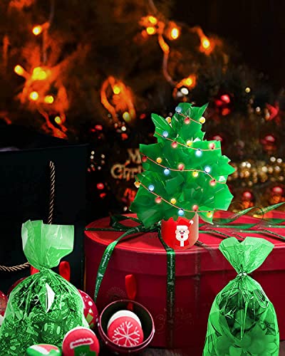 JOYIT Green Cellophane Wrap Roll (100’ Ft. Long X 17.5” in. Wide) - 2.5 Mil Thick Transparent Green Cellophane Wrapping Paper, Colored Cellophane Wrap for Gift Flower Basket Decoration