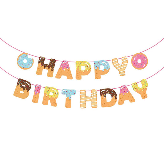 Donut Happy Birthday Banner,Donut Party Supplies,Donut Party Decorations,Donut Garland Bunting Banner for Girls,Boys,Kids Home,Classroom,Baby Showers Decoration