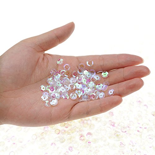 Bilipala Bulk Clear Sequins, Crystal Iridescent Spangles for DIY Crafts, Embroidery, 6mm, About 3000 Pieces