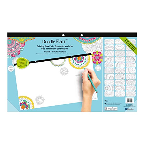 Blueline DoodlePlan Coloring Desk Pad, Mandala Design, 17.75 x 10.875 inches (A2917004P)