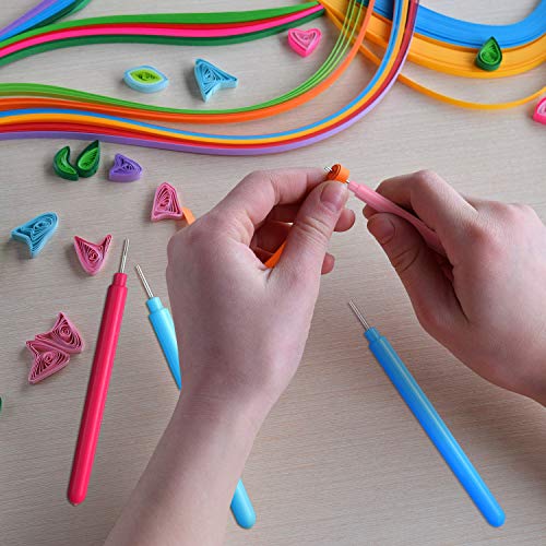 Paper Quilling Tools Rolling Curling Quilling Needle Pen DIY Cardmaking Paper Quilling Pen for Art Craft Handmade Tools, 4 Colors (12 Pieces)