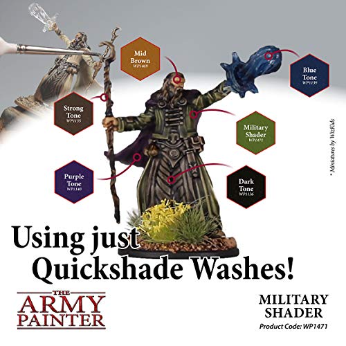 The Army Painter Military Shader Quickshade - Non-Toxic Lightly Pigmented Water Based Wash Paint for Tabletop Roleplaying, Boardgames, and Wargames Miniature Model Painting