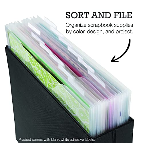 Samsill Scrapbook Paper Storage Organizer, 12 Count of Individual Top Loading Files with Customizable Tabs, Holds 12 x 12 Inch Scrapbook Paper, Vinyl Paper, Photos, Clear, PVC and Acid Free, 12 Pack