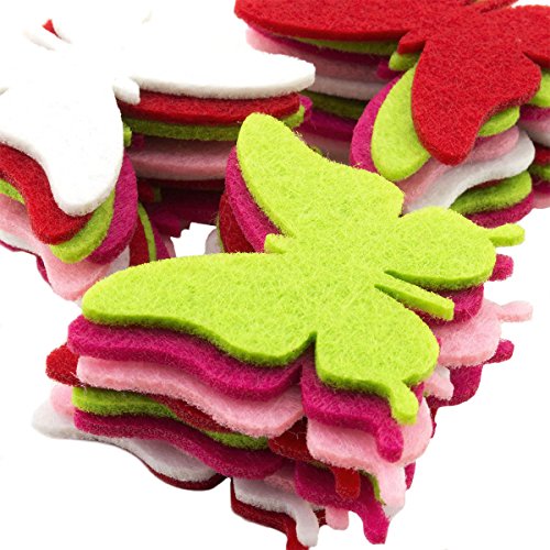 Summer-Ray 100pcs Colorful Felt Butterfly Die Cut Embellishment