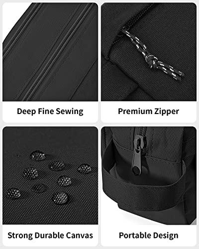Sooez Big Capacity Pencil Pen Case, [Material Upgraded] Canvas Pencil Pouch Large Pencil Bag Organizer, Separate Compartments Easy Grip Handle, Aesthetic Supply for School Teens Adults, Black