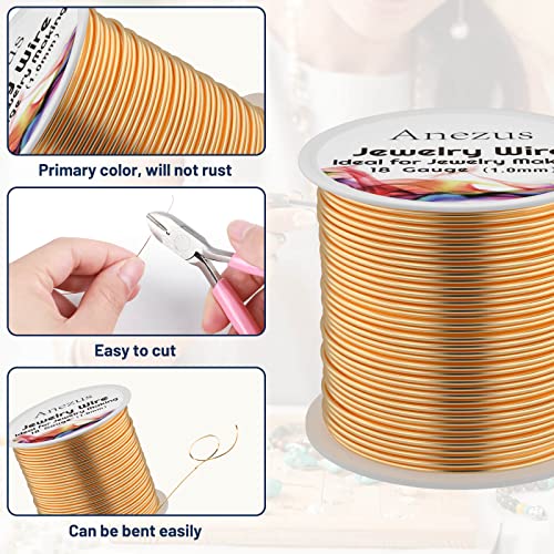 Anezus 18 Gauge Jewelry Wire for Jewelry Making, Anezus Craft Wire Tarnish Resistant Copper Beading Wire for Jewelry Making Supplies and Crafting (18 Gauge, KC Gold)