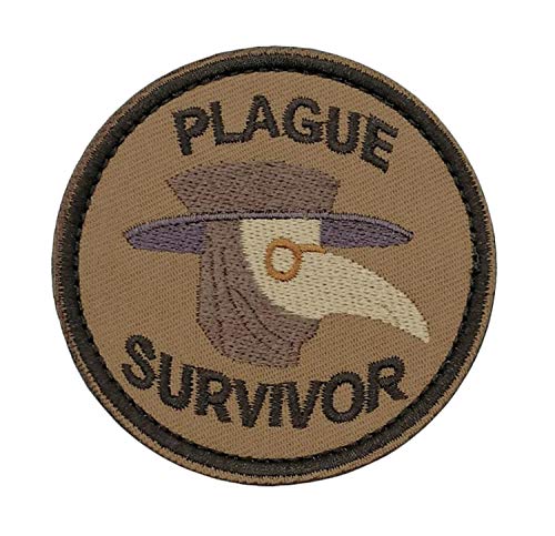 JFFCESTORE Plague Survivor Patch Geek Merit Badge Patch Tactical Morale Patch with Hook and Loop(Brown)