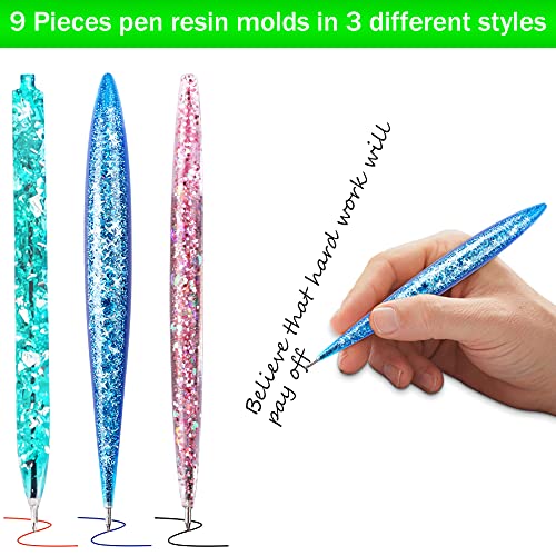 9 Pieces Pen Resin Mold, Epoxy Resin Molds with 75 Pieces Ink Pen Refills ,Ballpoint Pen Silicone Molds Resin Casting Molds for DIY Resin Crafts Making