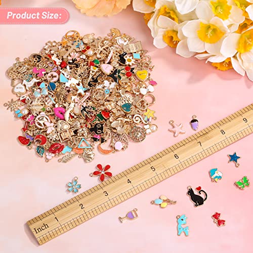 Mckanti 350Pcs Bracelet Charms for Jewelry Making with 350 Jump Rings Wholesale Bulk Lots Jewelry Making Silver Bracelet Charms Gold Plated Enamel Charms Pendants for Necklace Bracelet Jewelry Making.