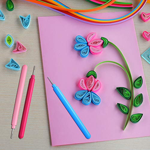 Paper Quilling Tools Rolling Curling Quilling Needle Pen DIY Cardmaking Paper Quilling Pen for Art Craft Handmade Tools, 4 Colors (12 Pieces)