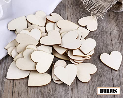 100 PCS Small Wooden Hearts for Crafts - 3'' Wooden Tags for Crafts, Heart Shaped Wooden Ornaments - Plain Wooden Hearts for Birthday and Decorations - Wooden Small Hearts for Cards And Embellishments