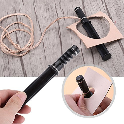 Hilitand Leather Lace Maker, Leather Craft Cutting DIY Swivel Leather Strip Hand Cutter Craft Tools with 3 Blade