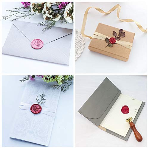 VOOSEYHOME The Heart Wax Seal Stamp Kit, Gold/Red/Silver Sealing Wax Sticks, Decorating on Invitation Envelope Gift Packing for Birthday Themed Parties Weddings Signatures