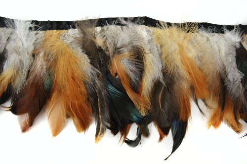 Touch of Nature Stitched Half-Bronze Schlappens Feathers 1yd w/black satin ribbon edge 1pc