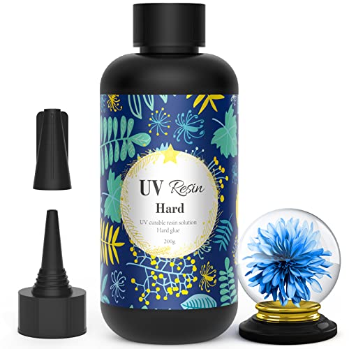 UV Resin Crystal Clear Hard Type- Wayin Upgraded 200g Ultraviolet Epoxy Resin Non-Toxic for Jewelry Making Craft Decoration, Hard Transparent Glue Solar Cure Sunlight Activated Resin Casting & Coating