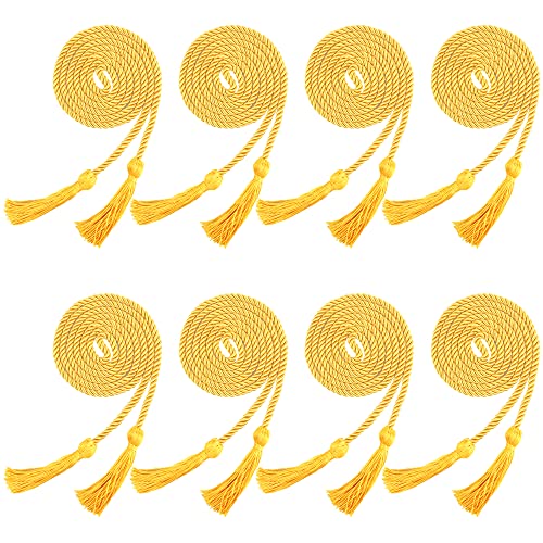 Trounistro 8 Pieces Graduation Cords Yarn Honor Cords with Tassel for College Graduation Students (Gold)