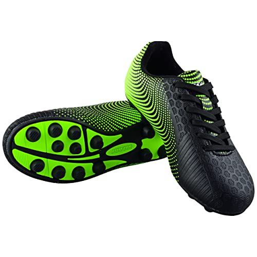 Vizari Kids Stealth FG Outdoor Firm Ground Soccer Shoes/Cleats | for Boys and Girls (Black/Green, 13.5 Little Kid)