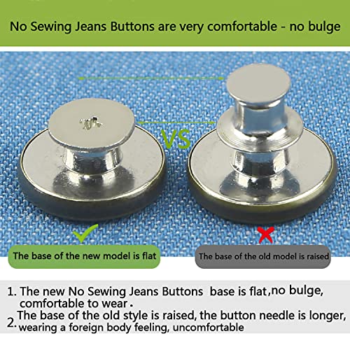 GIYOMI 17mm No Sewing Jeans Buttons Replacement Kit with Metal Base,12 Sets Nailess Removable Metal Buttons Replacement Repair Combo Thread Rivets and Screwdrivers (0.67 inch)