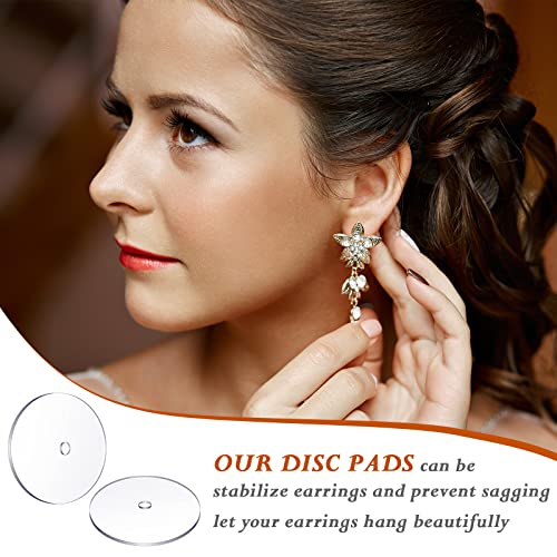 WILLBOND Clear Disc Pads to Stabilize Earrings, Plastic Discs for Earring Backs (200)