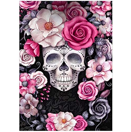 YNC DIY Square Diamond Painting Skull Flower for Adult Full Drill Paint with Diamonds Kits 5D Diamond Art for Wall Decor-YNC001 (red)