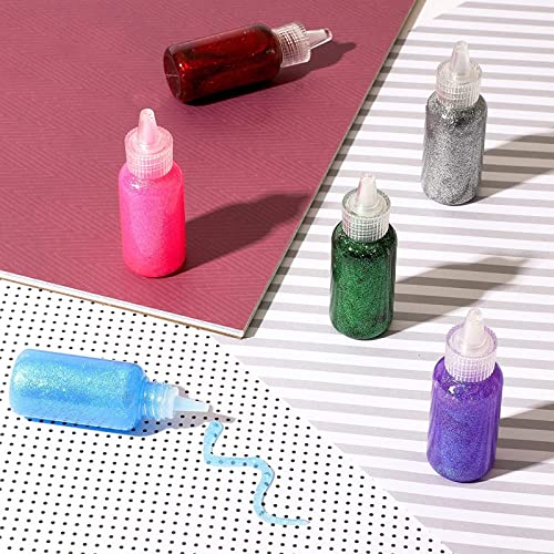 Neon Metallic Glue with Glitter Bottles for Arts and Crafts (20 ml, 12 Pack)