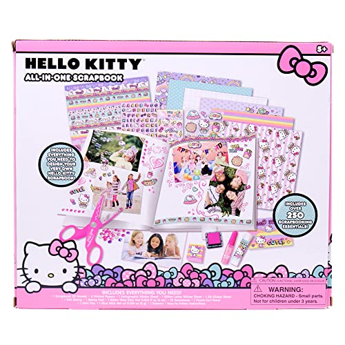 Hello Kitty All-in-One DIY , Design Your Own Scrapbook with Over 250 Scrapbooking Essentials, Great Hello Kitty Toys for Weekend Activity, Photo & Keepsake Album for Kids Ages 5, 6, 7, 8, 9
