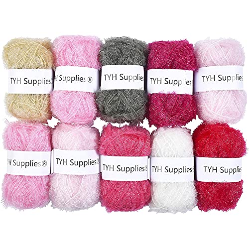 TYH Supplies 10 Skeins Scrubby Yarn for Dishcloths - 100% Polyester Material for Crocheting, Knitting, and Dishwashing - 66 Yard per Skein Exclusive from The BCK Collection