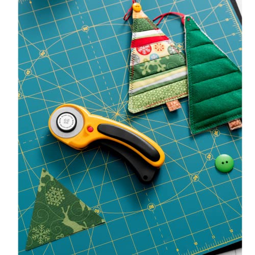 OLFA 60mm Ergonomic Rotary Cutter (RTY-3/DX) - Rotary Fabric Cutter w/ Blade Cover & Squeeze Trigger for Quilting, Sewing, Crafts, Replacement Blade: OLFA RB60-1