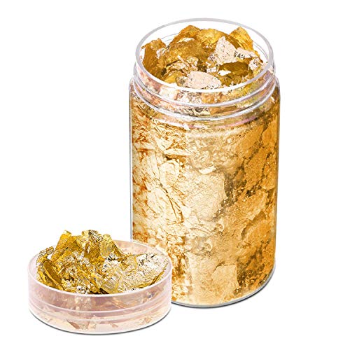 Gold Flakes for Resin, Paxcoo Gold Foil for Nails, Gold Foil Flakes Imitation Gold Leaf for Jewelry Resin, Nails and Jewelry Making, 5 Grams