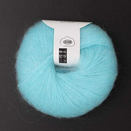 Mohair Knit Soft Angora Long Wool Yarn Hot with a Crochet Popular for DIY Weave(Bright Blue)