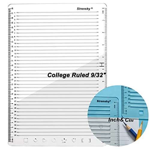 Straight Line Stencil Template College Ruled 9/32" Spacing,Line Drawing Stencil Lettering Guide 11 Inch,Scale Writing Calligraphy Ruler College Paper Template with Journal Stencils Patterns