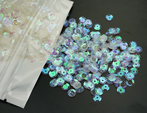 Bilipala Bulk Clear Sequins, Crystal Iridescent Spangles for DIY Crafts, Embroidery, 6mm, About 3000 Pieces