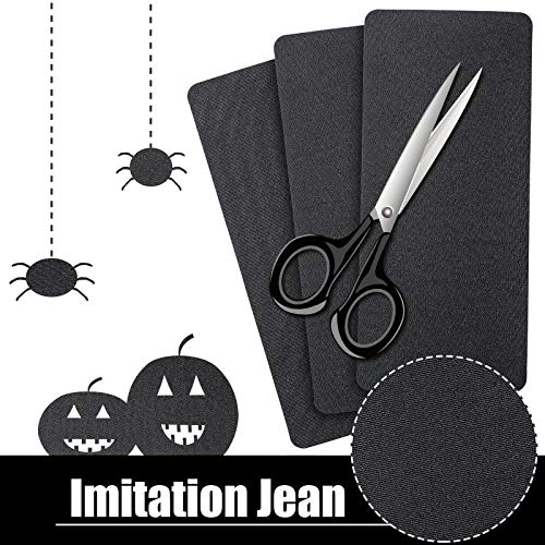 12 Sheets Iron-On Mending Fabric 4.92 x 11 Inch Iron On Clothes Patches for Mending Fix Couch Pants Pockets Holes Knees Elbow (Black)