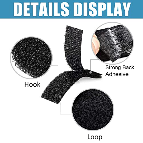 1x4 inch Hook and Loop Strips with Adhesive - 15 Sets, Strong Back Adhesive Fasten Mounting Tape for Home or Office Use,Double Sided Strips - Instead of Holes and Screws, Black
