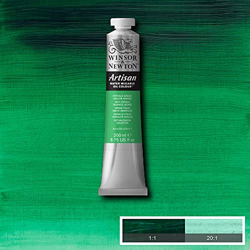 Winsor & Newton Artisan Water Mixable Oil Colour, 6.75-oz (200ml), Phthalo Green (Yellow Shade)
